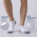 Mens Ankle Running Socks Cushioned Athletic Low Cut Short Socks for Men 5 Pack (9-12, White)