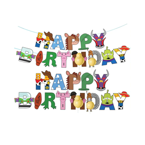 Cartoon Story Happy Birthday Banner Party Decorations Supplies for Boys Girls 1st 2nd 3rd 4th 10th Birhday Party Decor