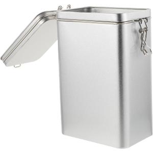 Square Tinplate Coffee Storage Bucket with Lid Airtight Food Canister for Kitchen Pantry Metal Container for Coffee Beans Spices and Snacks
