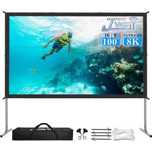 Projector Screen Indoor,JWSIT 100 inch Outdoor Movie Screen-Upgraded 3 Layers PVC 16:9 Outdoor Projector Screen,Portable Video Projection Screen with Carrying Bag for Home Theater Backyard