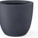 Kante 18 Inch Dia Round Concrete Planter, Indoor Outdoor Large Plant Pot with Drainage Hole and Rubber Plug for Home Patio Garden, Charcoal