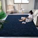 DweIke Fluffy Navy Blue Rugs for Bedroom Living Room, 6x9 Large Soft Plush Shaggy Dark Blue Girls Boys Kids Rug, Non-Slip and Machine Washable Carpet for Dorm Nursery Classroom Decor