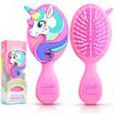 Sparkle Unicorn Toddler Hair Brush for Toddler Girls & Kids Ages 2-4+, Pink Mini Unicorn Hairbrush, Gentle Detangling brush, Wet & Dry Hair, Soft Ball-Tip Bristles for Sensitive Scalp, Travel-Friendly