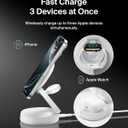 Belkin MagSafe Charger Compatible, 3-in-1 Qi2 15W Wireless Charging Station, Convertible Wireless Charger for iPhone 17, Apple Watch, AirPods, Pixel 10, Phone Stand for Travel w/ 36W Adapter - White