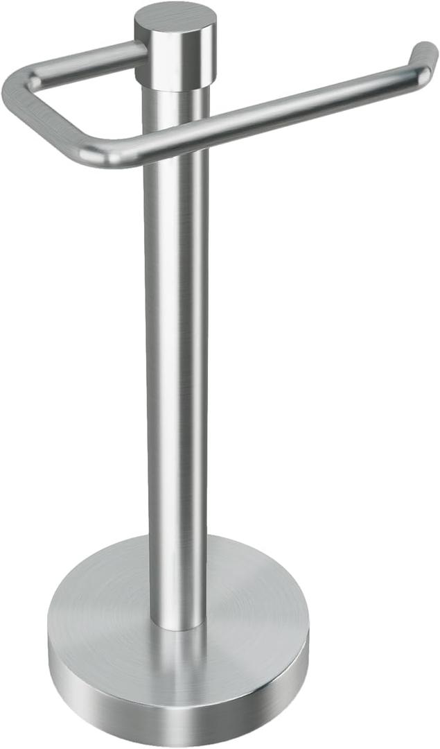 YUMORE Hand Towel Holder Stand Countertop Towel Rack Free Standing Towel Bar Hanger for Bathroom Kitchen (Brushed Nickel) (Pro Max, Silver)