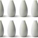 Modern Small Flower Vases 8 Pack - Ceramic, White