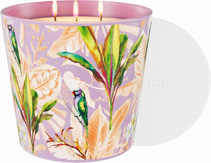 Thai Frangipani Scented Candle, 30oz Natural Soy Wax Non Toxic, 3 Wick Big Candles for Home Scented, 100hours Clean Burn,Long Lasting Large Aromatherapy Candle Gift for Women,Stress Relief,SPA