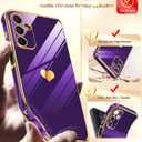LeYi for Samsung Galaxy A15 5G Case: with Tempered Glass Screen Protector [2 Pcs]+ Full Camera Lens Protection,Love Heart Plating Girly Cute Luxury Shockproof Case, Cute Present for Mom, Dark Purple