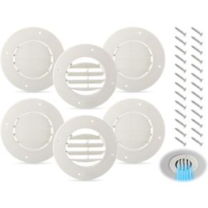 Leinuosen 6.5" Round Rv Vent Covers Beige Ceiling Air Conditioner Vent Lid Replacement Fits 4-5/8" Ducts for Inside Camper, Trailer, Motorhome
