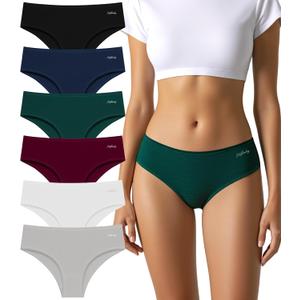 Womens Underwear Cotton Panties Soft Low Waist Hispter Breathable Stretch Ladies Bikini Underwear 6 Pack (Beige, M)