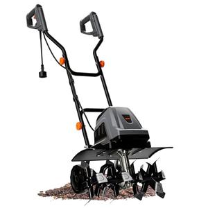 Electric Garden Tiller Cultivator, 15 Amp, 18 Inch Tilling Width, 8.7 Inch Depth, 24 Steel Tines, 380 RPM, Corded Rototiller w/Adjustable Wheels & Foldable Handle & Safety Switch for Soil Cultivation
