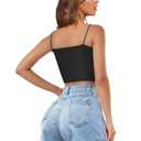 Buauty 2 & 4 Packs Crop Camisole for Women, Basic Solid Cropped Double Layer Spaghetti Strap Cami Tanks Black White S (Black)