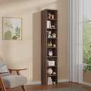 8 Cube Walnut Book Shelf, Tall Bookcase for Home Office Bedroom Living Room