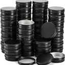 Foraineam 48 Pack 4 oz Screw Lid Round Tins Aluminium Empty Tins Black Metal Candle Storage Tin Jars Spice Containers Travel Tin Cans