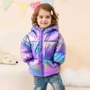 UNICOMIDEA Baby Girl Winter Coat Laser Toddler Jackets Warm Down Outerwear with Hooded for 12M-5T