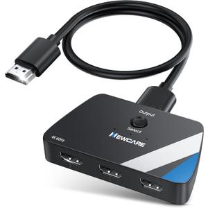 [Upgrade] HDMI Switch 3 in 1 Out, 4K@60Hz HDMI 2.0 Switch Splitter with 2.6FT Long HDMI Cable, 3-Port HDMI Switcher Selector, Supports 4K 30Hz 3D 1080P HDCP2.2 for PS5 Xbox DVD Player Fire Stick PC