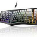 7KEYS Wired Ergonomic Keyboard, Compact Mini Split Keyboard 69 Keys, 14+ RGB Backlight, Detachable USB Type-C Cable, Natural and Comfortable Typing for Desktop Windows PC Laptop MAC (Gray)