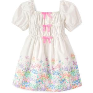 Gymboree Girls' and Toddler Short Sleeve Tiered Dresses (8, Spring Floral)