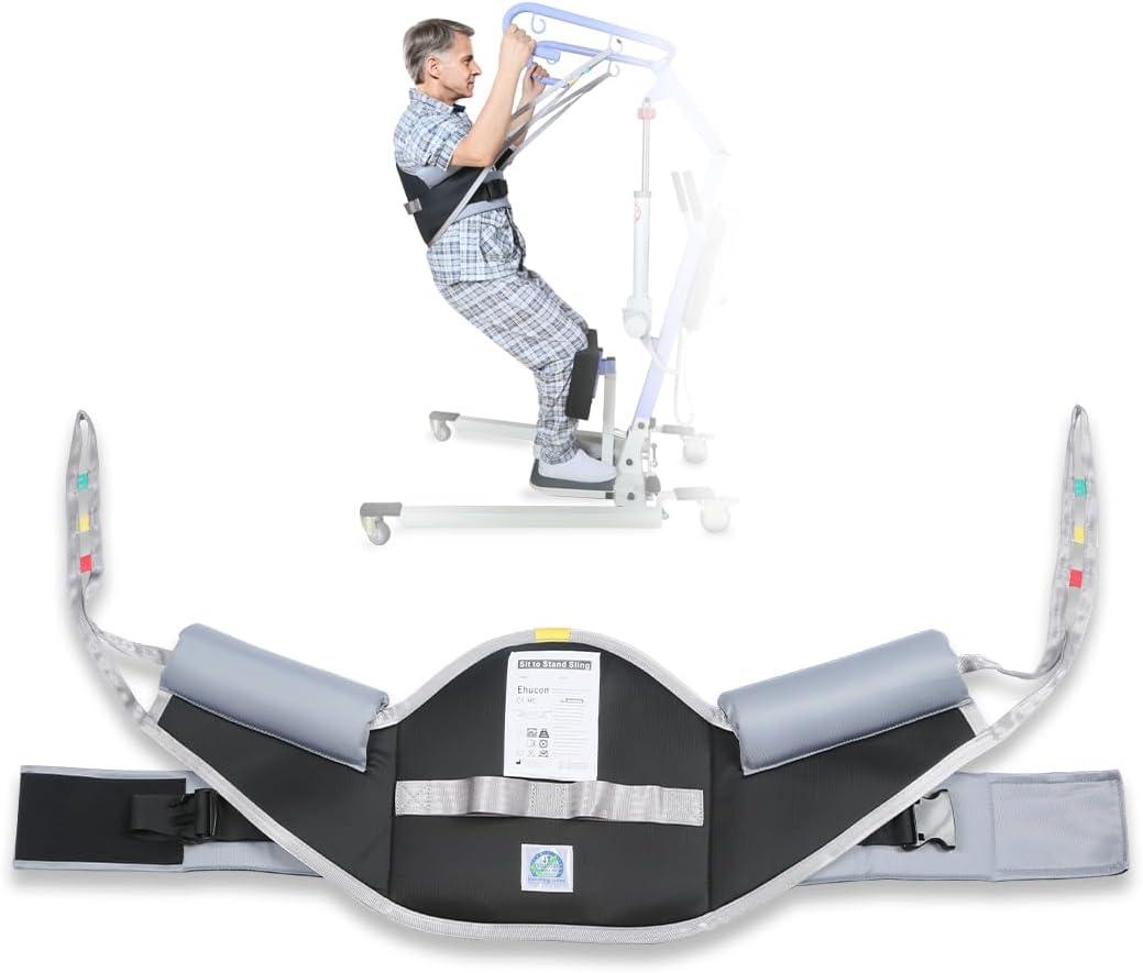 Sit to Stand Sling for Patient Standing or Lifting,Padded Patient Lift Sling Stand Assist to Transferring and Raising for Elderly-SWL500lbs (Black, Large)