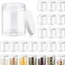 Irenare 24 Pcs 16 oz Plastic Jars with Lids Clear Plastic Containers Wide Mouth Food Mason Jars Airtight Storage Containers for Cake, Dried Fruit, Honey, Nuts, Carft, Scrub Cream(White Lids)