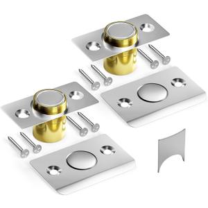 Tonitrui Silent Ball Catch, Adjustable Strong Magnet Door CatchUsing Noise Free, Replacing Door Ball Catch, with Identical Installation Dimension(2 Pack, Silver)