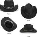 Western Outback Felt Cowboy Hat for Women Cowgirls Fedora Gus Hat Rodeo 22"-22.75" fit for M/L