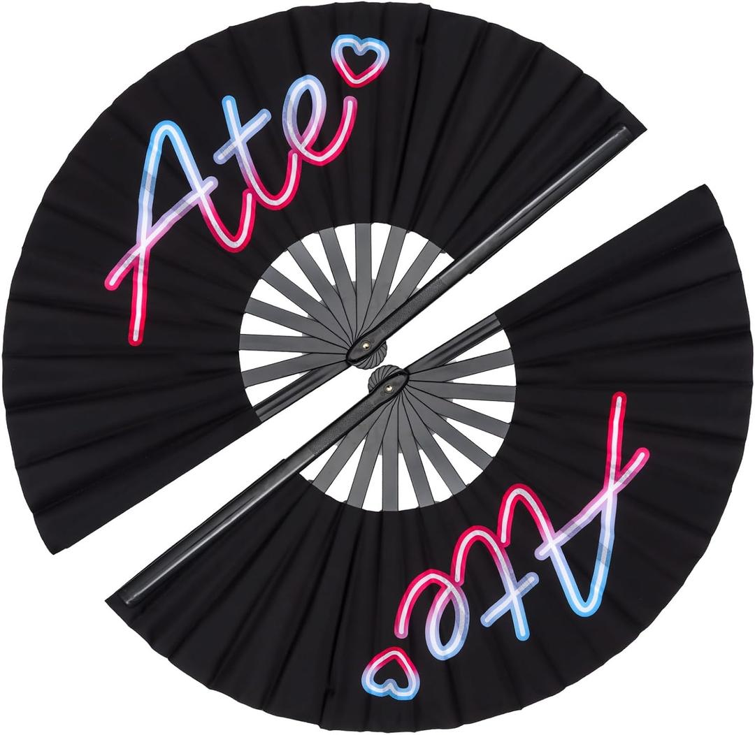 2 Pack 13 Inch Clack Popping Line Dancing Fans Boots on The Ground Large Foldable Clacking Hand Fan Make Sound for Dance Rave (Ate)