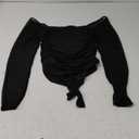 Zeagoo Womens Mesh Sheer Long Sleeve Top Mock Turtle Neck See Though Shirts Ruched Sexy Casual Going Out Blouses (Black, XL)