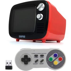 Mini Retro TV Handheld 3.5-Inch Video Game Console Watch TV Built-in Android 7.1 System WiFi Version (1 of SFC Wireless Gamepad)