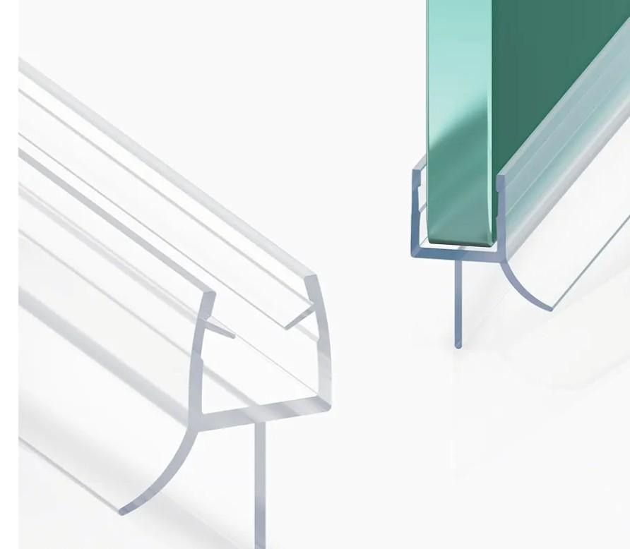 2PCS Shower Door Bottom Seal Strip, Clear PVC, 36" Length, Fits10mm Thick Glass, Prevents Leaks & Water Damage, Easy Installation, No Adhesive Required (Clear, 36in for 3/8"(10mm) Door)
