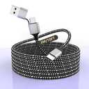 3-in-1 USB-C iPhone 15/16 Long Charger Cable,3M/10FT 60W USB-C+USB-A to Type-C Nylon Braided Sync Data Charging Cord for Apple iPhone 16 15 Pro Max Plus,iPad Pro,Android,Samsung Galaxy,Pixel
