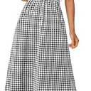 PRETTYGARDEN Women's 2025 Summer Spaghetti Strap Maxi Dresses Plaid Square Neck A Line Casual Beach Vacation Long Sundress, XL