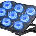 TECKNET Laptop Cooling Pad with Phone Stand, 9 Quiet Fans with LED Lights, 5 Height Adjustable & 2 USB Ports, Stepless Speed Control to 2600 RPM Laptop Cooler, Laptop Cooling Stand for 12-17.3 Inch