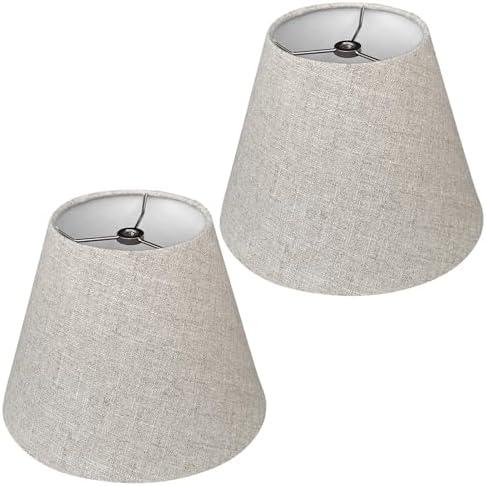 TOOTOO STAR Small Lamp Shades for Table Lamps Set of 2, Brown 6" Top X 10" Bottom X 7" High Modern,rustic style lamp shade,Handmade Lampshade in Natural Fabrics (Spider)