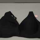 Jelly Wireless Bra Seamless Deep V Push Up T-Shirt Comfortable Plunge No Underwire Bras with Adjustable Straps Everyday Bras Black L