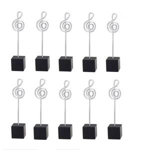 10pcs Music Shape Table Number Holder Name Place Card Holder Memo Clip Holder Standr Pictures Card Paper Menu Clip (Balck)