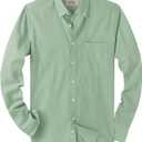 Alimens & Gentle Mens Solid Oxford Shirt Long Sleeve Dress Shirt Work Casual Button Down Shirts with Pocket, Bean Green, Medium