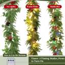 BLOSMON Garlands for Decoration Christmas with Light - 2 Pcs 6.2ft Prelit Gold Glitter Battery Operated Christmas Garland for Stairs Railing Mantle Decor - 12 Lighting Modes Remote Timer
