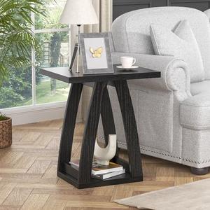 FROMJBEST End Tables Living Room, Side Table Beside Sofa, Black End Table