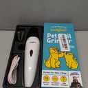 LuckyTail Pet Nail Grinder for Dogs and Cats - Super Quiet and Low Vibration Electric Dog Nail Grinder with 2 LED Lights - USB Rechargeable and Cordless - 2 Speeds - Small to Large Pets (White)