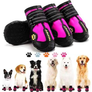 Hcpet Dog Boots, Dog Shoes for Large Dogs, Medium Dog Boots & Paw Protectors, Anti-Slip Dog Booties for Hot Pavement Winter Snow Hiking with Reflective Straps Light Purple Size 7 (Width 2.75 in)