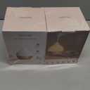 SALKING Essential Oil Diffuser, 100ml Small Aromatherapy Diffuser with Auto Shut-Off Function, Ultrasonic Diffusers for Essential Oils, Cool Mist Humidifier with Warm White Lights, for Office Home (White + Wooden Grain)