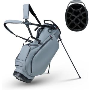 UniHimal Premier 14-Way Golf Stand Bag, Lightweight Leather Golf Bag for Men with Waterproof Design, Multiple Pockets, Dual Strap and Rain Cover Hood