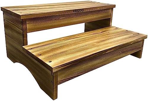 Long Wooden Step Stool, 2 Steps Wood Stool with Non-Slip Pads for Kitchen high Bed for Kids, Adults and Elderly (26.8" L*20.1" W*11.8" H) Long Wooden Step Stool, 2 Steps Wood Stool with Non-Slip Pads for Kitchen high Bed for Kids, Adults and Elderly (26.8" L*20.1" W*11.8" H)