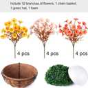 Artificial Fall Flowers Fake Hanging Plants Flowers Basket for Outdoors Autumn Decoration, Silk Morning Glory with Eucalyptus Look Real UV Resistant Faux Flowers for Outside Porch Patio Balcony, Mix (3 Mixed Colors(4 Orange, 4 Yellow, 4 Light Orange))