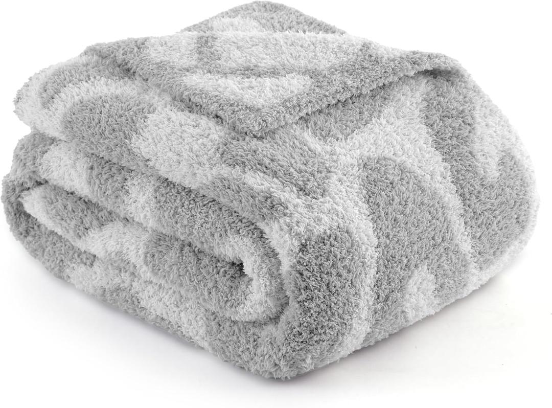 Bedsure Leopard Throw Blanket for Couch, Knit Fall Blanket - Super Soft, Cozy & Warm, GentleSoft, Breathable & Lightweight for Bed & Sofa, Grey, 50x60 Inches