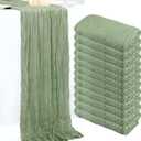 12 Pack Sage Green Table Runner, 10FT Spring Easter Boho Gauze Green Cheesecloth Table Runner 35 x120 Inch Semi Sheer Cheese Cloth Runner for Wedding Party Banquet Baby Shower Birthday