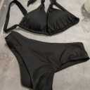 V Cut Bikini Sets for Women Halter Push Up Bikini Top Sexy high Waisted Cheeky Bikini Bottom Swimsuits Medium