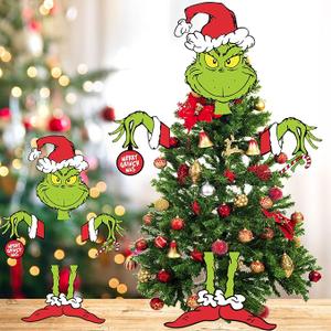 Grinch Tree Topper, Grinch Décor for Christmas Tree,Whoville Christmas Decorations for Tree
