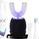 Ultrasonic Toothbrush for Adults - Automatic Electric Toothbrush with Soft Bristles Waterproof & Washable Rechargeable Portable Design with Wireless Charging 30'' Timer for Travel & Home Use (Black)